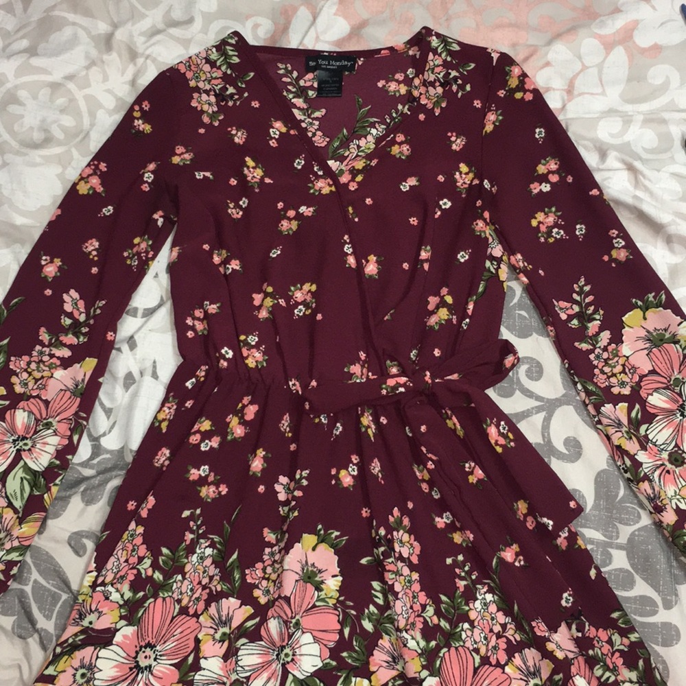 Floral Maroon Dress